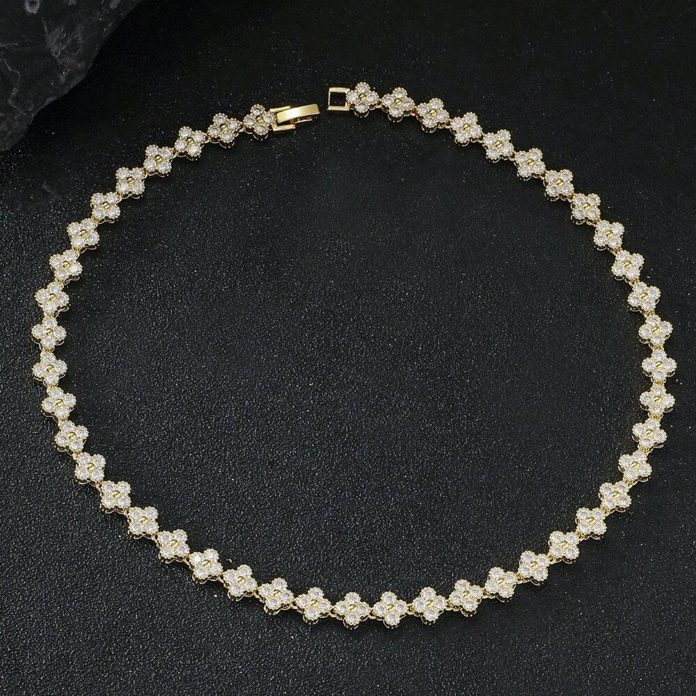 Elegant Women's Flower Brass Luxury Jewelry Set